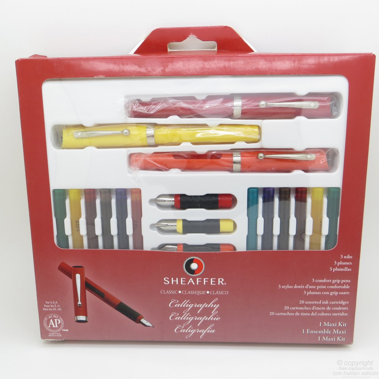 Sheaffer Calligraphy Büyük Set,3 Kalem + 3 Uç + 14 Refil + Kitapçık | İsme Özel Set