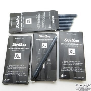 Scrikss XL Dolma Kalem Kartuşu Siyah 6'lı Paket - 1 Paket