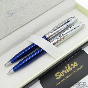 Scrikss 39 Lacivert Krom Tükenmez Kalem + Versatil Kalem Set  | Scrikss Kalem | İsme Özel Kalem | Hediyelik Kalem