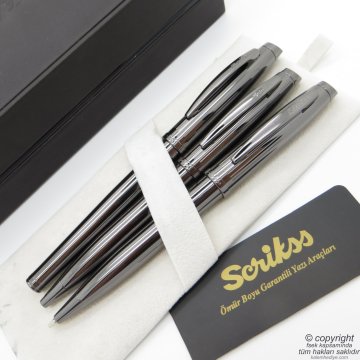 Scrikss 39 3'lü Set Titanyum | Dolma Kalem + Tükenmez Kalem + Versatil Kalem Seti| Scrikss Kalem | İsme Özel Kalem | Hediyelik Kalem