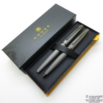 Cross ATX Brushed PVD Titanyum Dolma Kalem + Tükenmez Kalem Set | Cross Kalem | İsme Özel Kalem