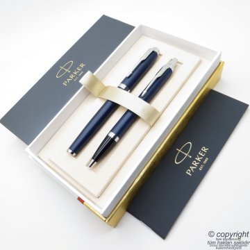 Parker IM Gece Mavisi Dolma Kalem + Tükenmez Kalem | İsme Özel Kalem | Hediyelik Kalem