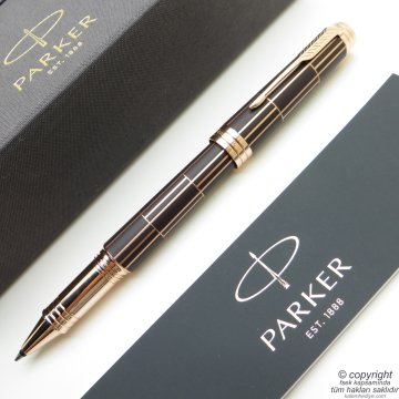 Parker Premier Luxury Altın Kahve GT Roller Kalem + Tükenmez Kalem Set | Parker Kalem | İsme Özel Kalem | Hediyelik Kalem