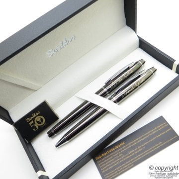 Scrikss 35 Titanium Dolma Kalem + Tükenmez Kalem Set | Scrikss Kalem | İsme Özel Kalem | Hediyelik Kalem