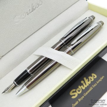 Scrikss 35 Titanium Dolma Kalem + Tükenmez Kalem Set | Scrikss Kalem | İsme Özel Kalem | Hediyelik Kalem