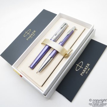 Parker Urban Premium Desenli Eflatun Roller Kalem + Tükenmez Kalem Set | İsme Özel Kalem | Hediyelik Kalem