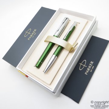Parker Urban Premium Desenli Yeşil Roller Kalem + Tükenmez Kalem Set | İsme Özel Kalem | Hediyelik Kalem