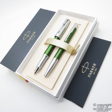 Parker Urban Premium Desenli Yeşil Roller Kalem + Tükenmez Kalem Set | İsme Özel Kalem | Hediyelik Kalem