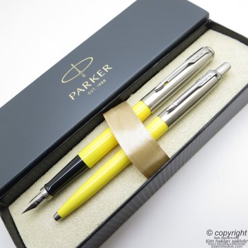 Parker Jotter Original Sarı Dolma Kalem + Tükenmez Kalem Set | İsme Özel Kalem | Hediyelik Kalem