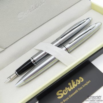 Scrikss 88 Krom Dolma Kalem + Tükenmez Kalem Set | Scrikss Kalem | İsme Özel Kalem | Hediyelik Kalem