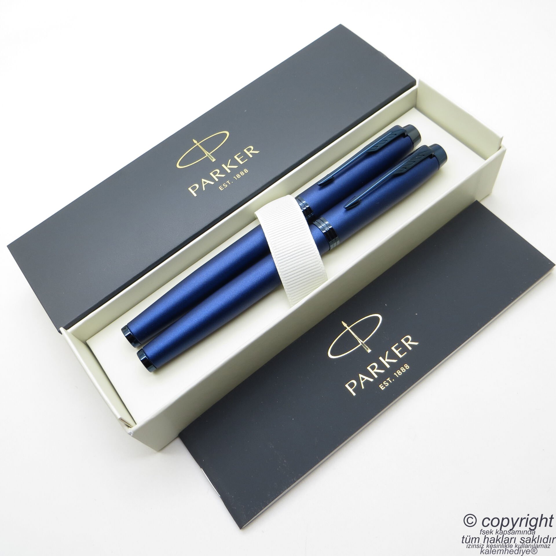 Parker IM Professional Mono Mavi Dolma Kalem + Roller Kalem Set | Parker Kalem | İsme Özel Kalem | Hediyelik Kalem