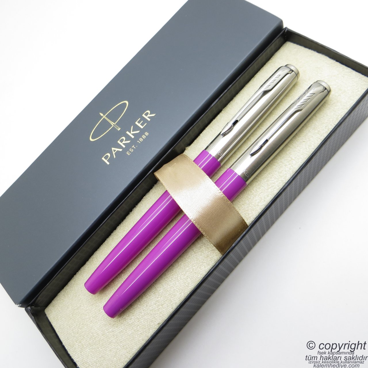 Parker Jotter Original Fuşya Dolma Kalem + Roller Kalem Set | İsme Özel Kalem | Hediyelik Kalem