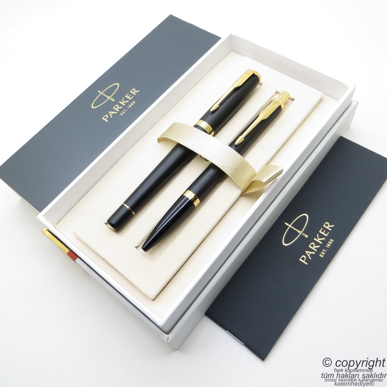 Parker Urban Mat Siyah Altın Dolma Kalem + Tükenmez Kalem | İsme Özel Kalem | Hediyelik Kalem