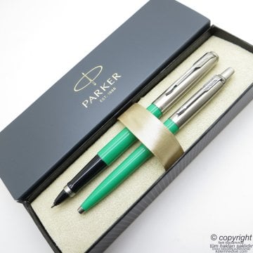 Parker Jotter Original Yeşil Roller Kalem + Tükenmez Kalem Set | İsme Özel Kalem | Hediyelik Kalem