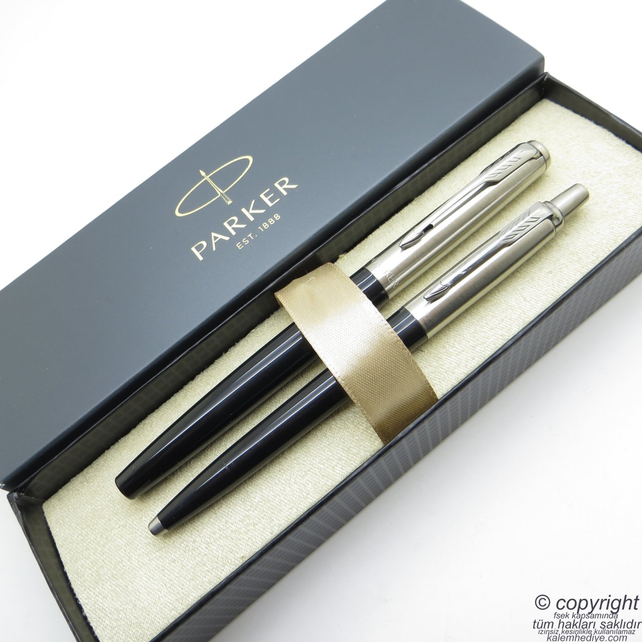 Parker Jotter Original Siyah Roller Kalem + Tükenmez Kalem Set | İsme Özel Kalem | Hediyelik Kalem