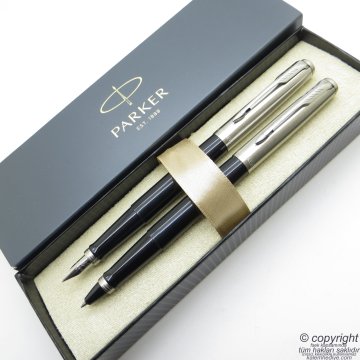 Parker Jotter Original Siyah Dolma Kalem + Roller Kalem Set | İsme Özel Kalem | Hediyelik Kalem