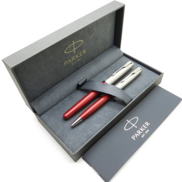 Parker Sonnet Essential Kırmızı CT Dolma Kalem + Tükenmez Kalem Set | İsme Özel Kalem | Hediyelik Kalem