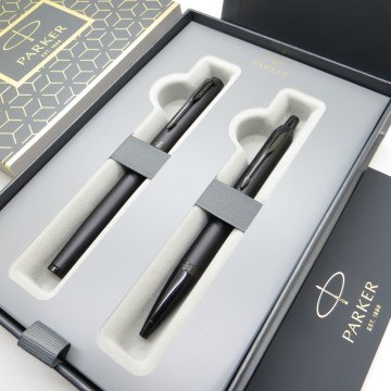 Parker IM Mat Metal Siyah BT Roller Kalem + Tükenmez Kalem Set | İsme Özel Kalem | Hediyelik Kalem