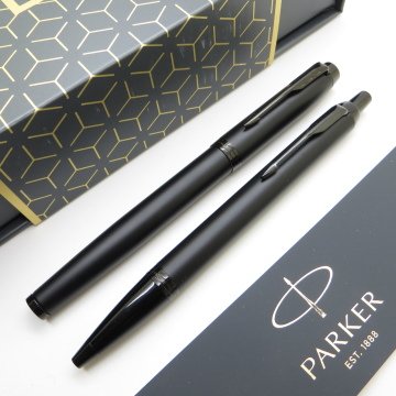 Parker IM Mat Metal Siyah BT Roller Kalem + Tükenmez Kalem Set | İsme Özel Kalem | Hediyelik Kalem
