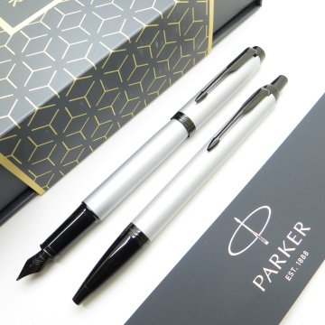 Parker IM Mat Metal Gri BT Dolma Kalem + Tükenmez Kalem Set | İsme Özel Kalem | Hediyelik Kalem