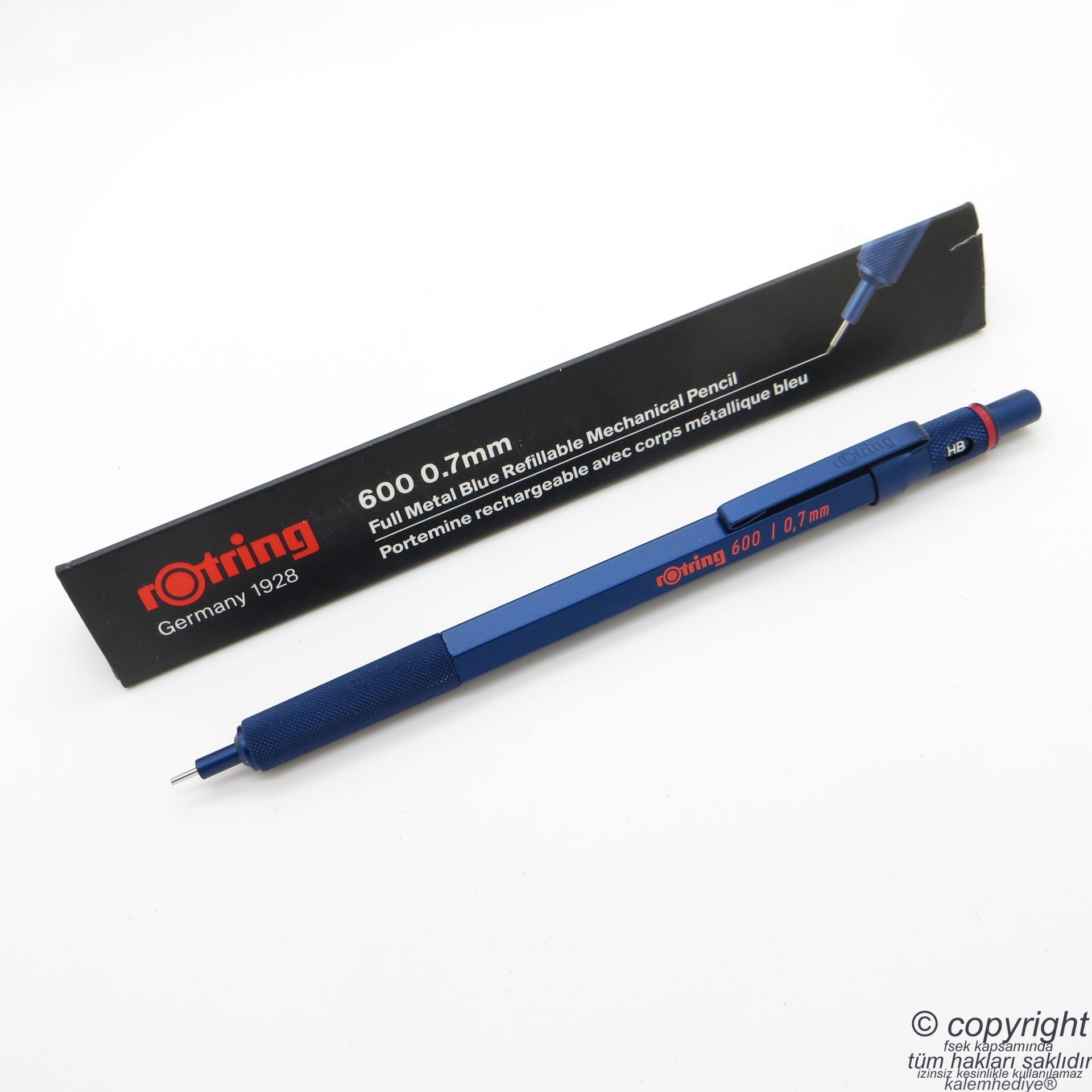 Rotring 600 Mavi Mekanik Kurşun Kalem 0.7 mm | İsme Özel Kalem
