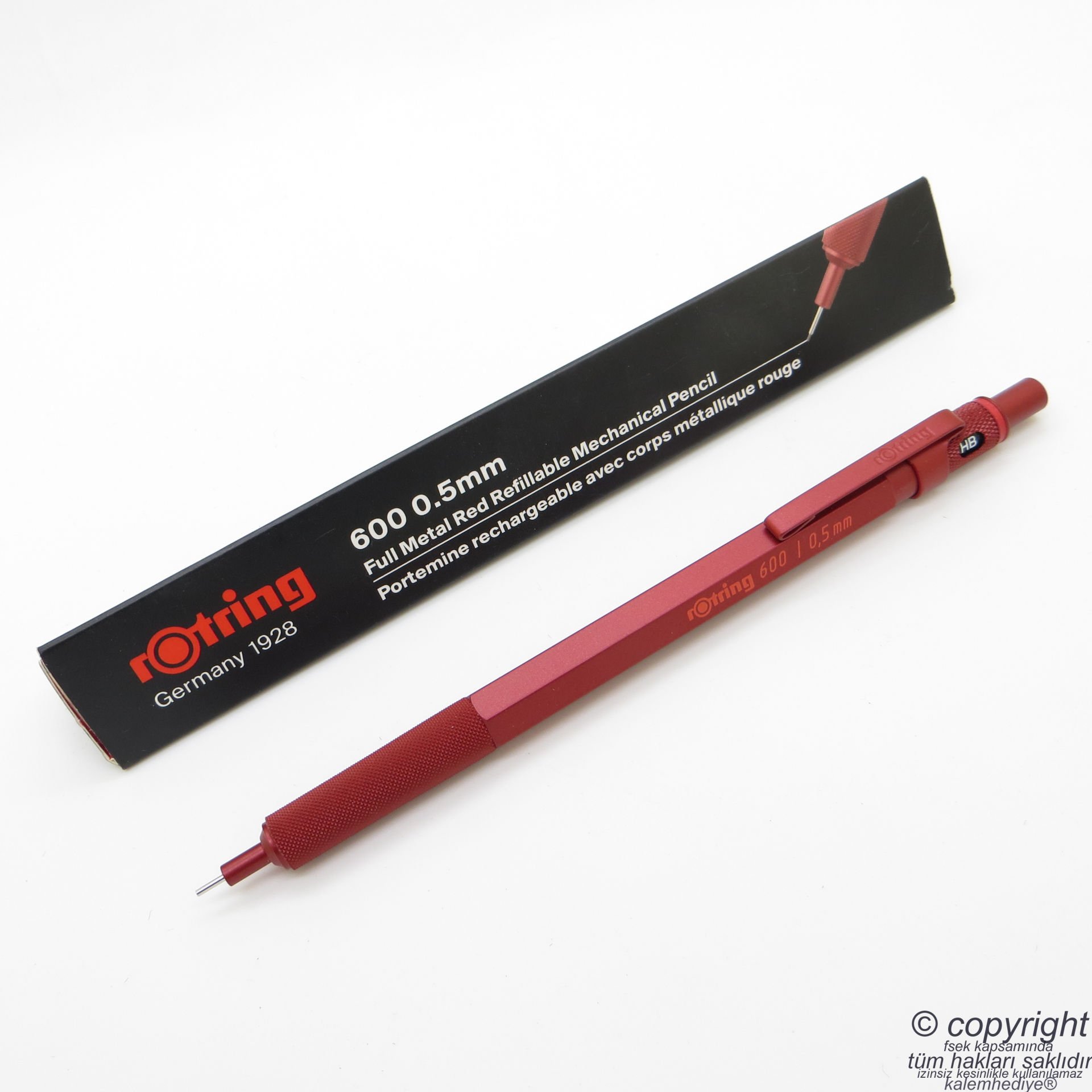 Rotring 600 Kırmızı Mekanik Kurşun Kalem 0.5 mm | İsme Özel Kalem