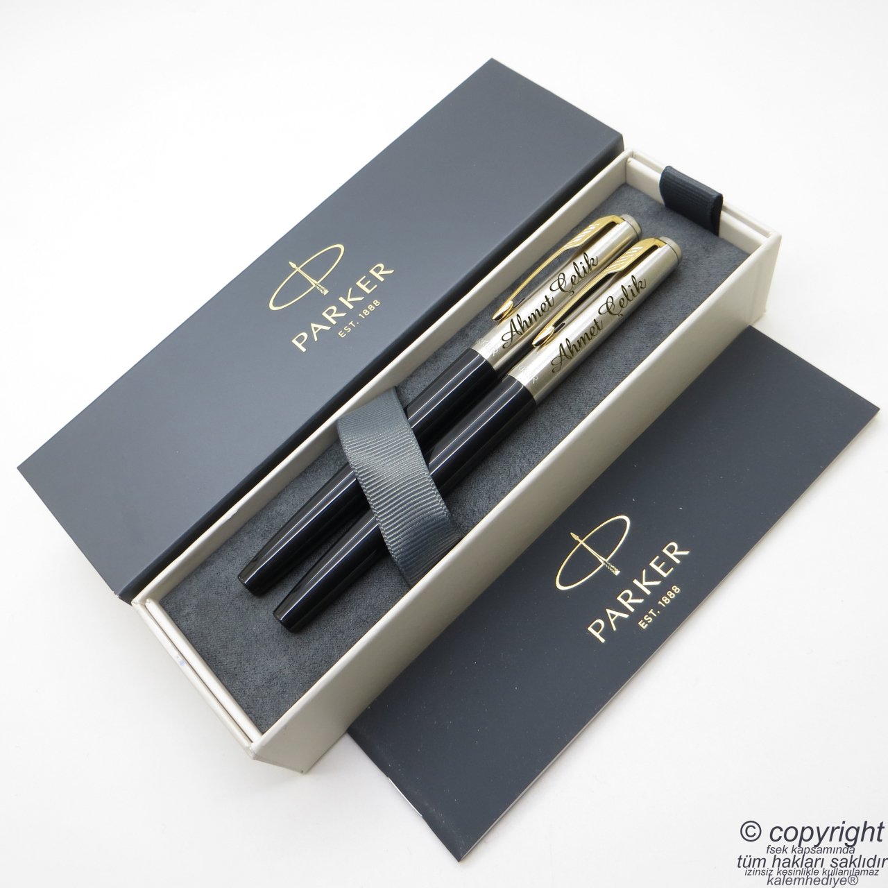 Parker Jotter Original Siyah GT Dolma Kalem + Roller Kalem Set | İsme Özel Kalem | Hediyelik Kalem