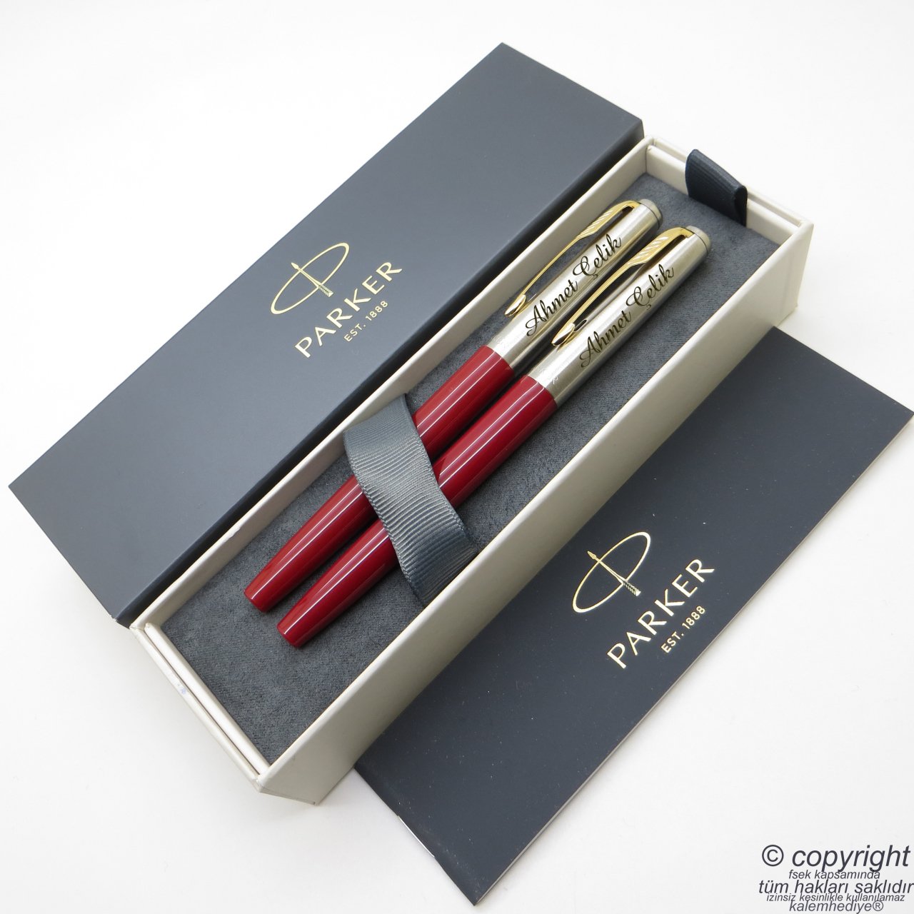 Parker Jotter Original Bordo GT Dolma Kalem + Roller Kalem Set | İsme Özel Kalem | Hediyelik Kalem