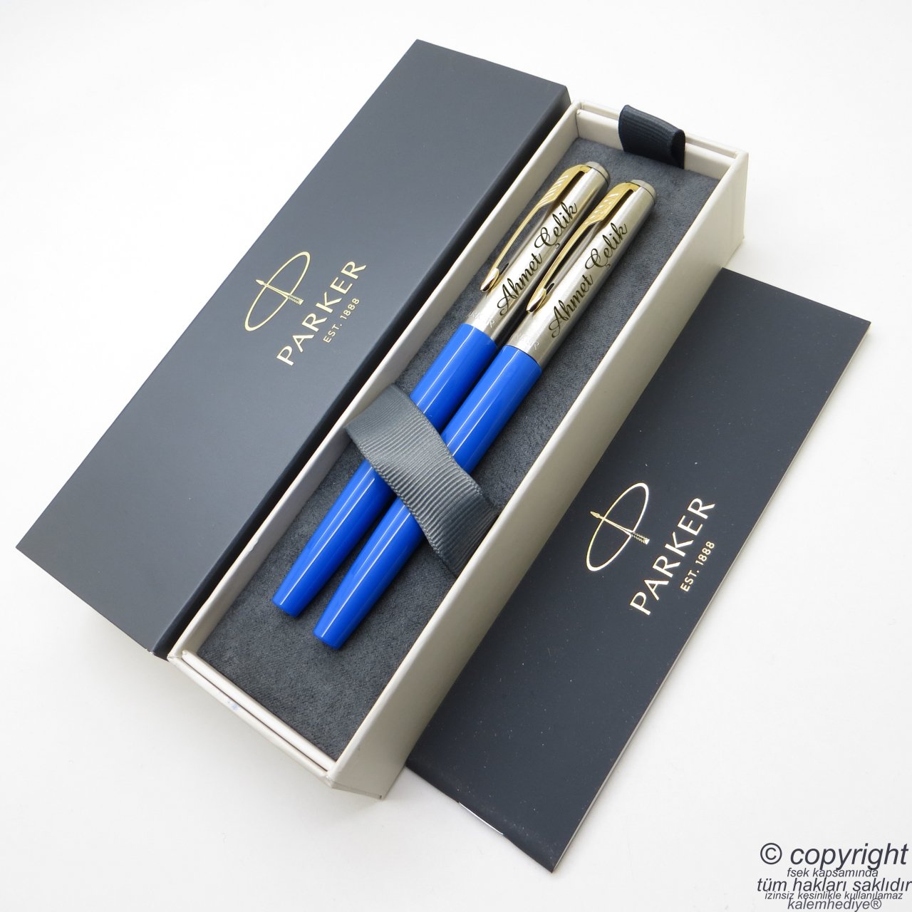 Parker Jotter Original Mavi GT Dolma Kalem + Roller Kalem Set | İsme Özel Kalem | Hediyelik Kalem