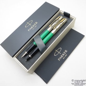 Parker Jotter Original Yeşil GT Dolma Kalem + Roller Kalem Set | İsme Özel Kalem | Hediyelik Kalem