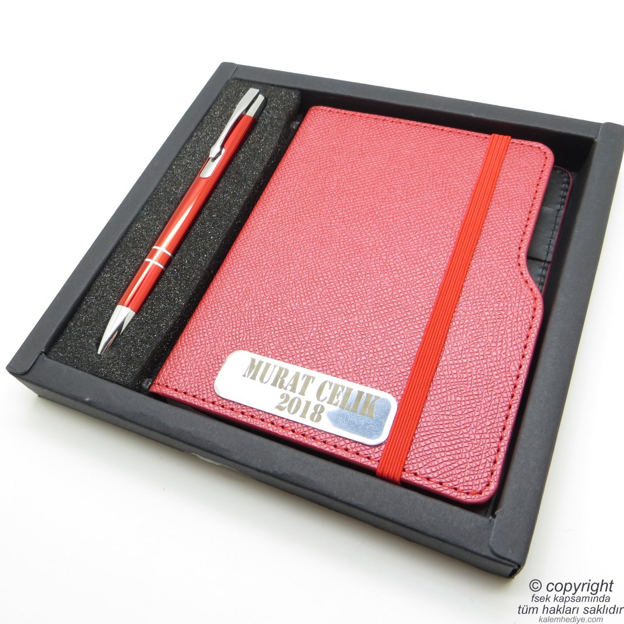 Kişiye Özel Defter ve Kalem Set | 10x14 | İsme Özel Defter | MY-391 Kırmızı