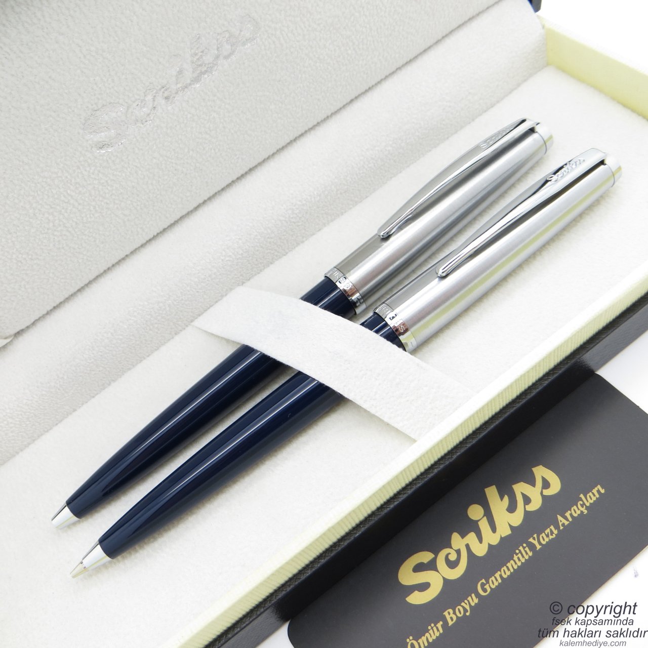 Scrikss 78 Lacivert Tükenmez Kalem + Versatil Kalem Set | Scrikss Kalem | İsme Özel Kalem | Hediyelik Kalem