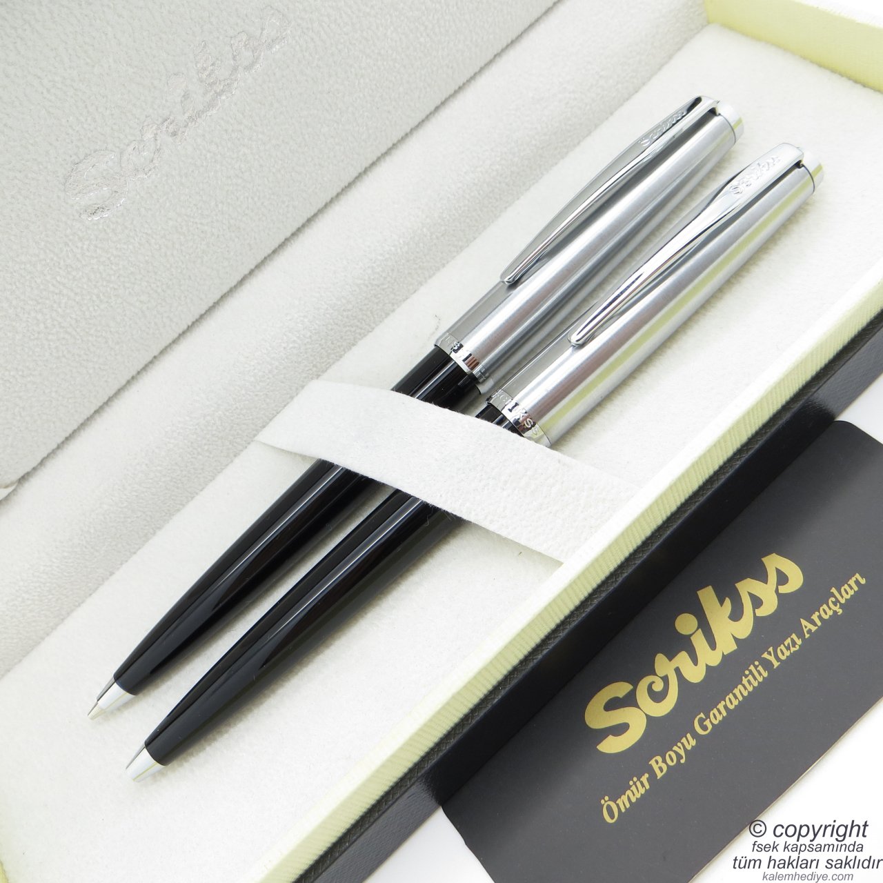Scrikss 78 Siyah Tükenmez Kalem + Versatil Kalem Set | Scrikss Kalem | İsme Özel Kalem | Hediyelik Kalem