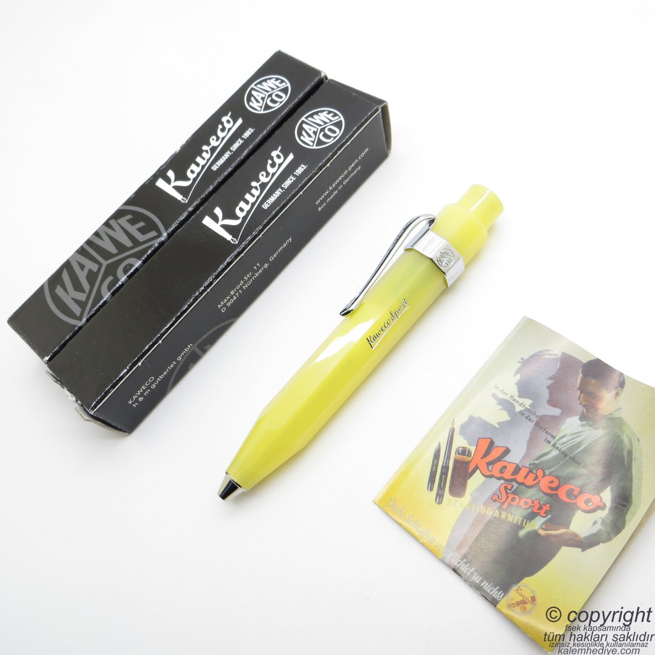 Kaweco 10001836 Frosted Sarı Sport Tükenmez Kalem | İsme Özel Kalem