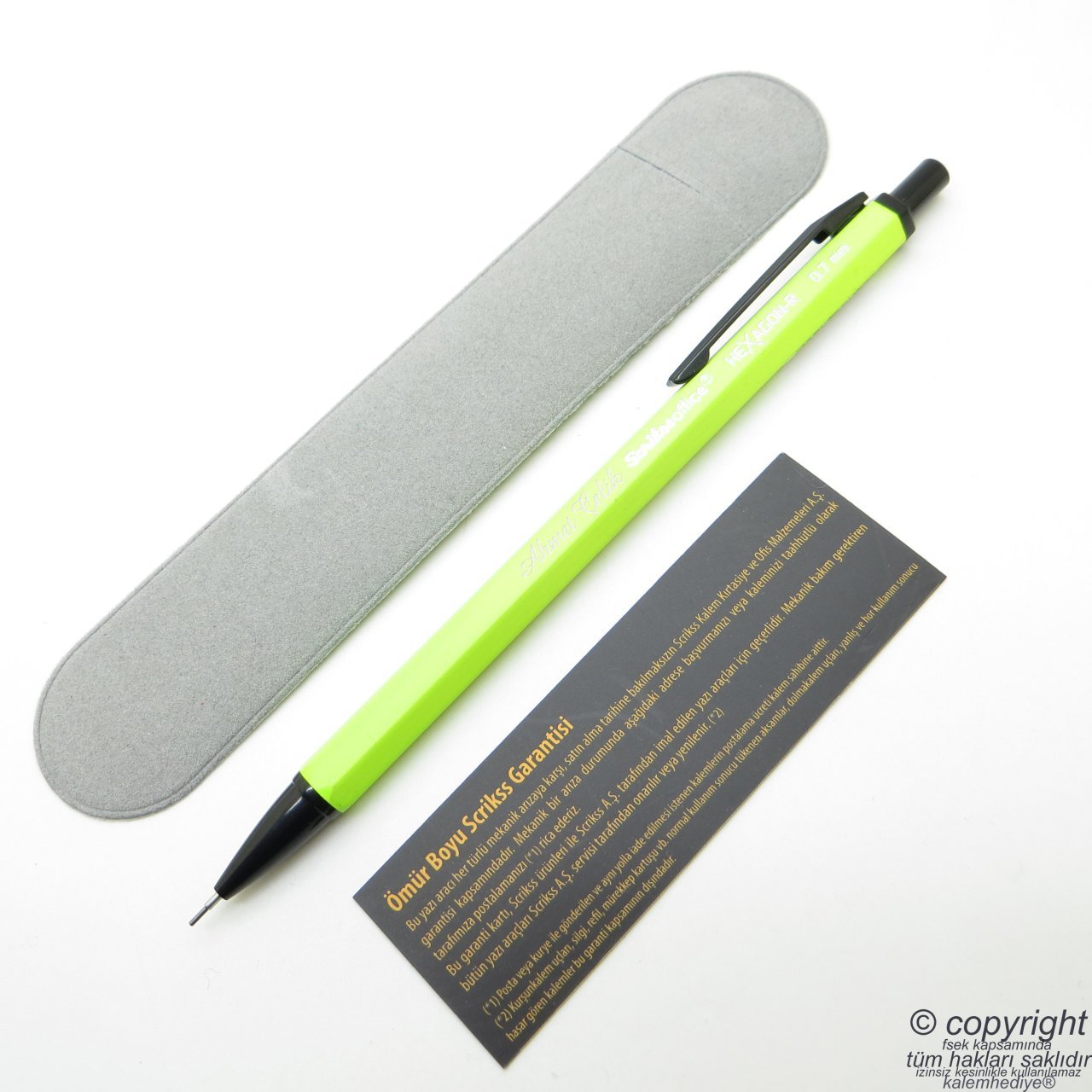 Scrikss Hexagon-R 0.7mm Neon Sarı Kılıflı Versatil Kalem | İsme Özel Kalem