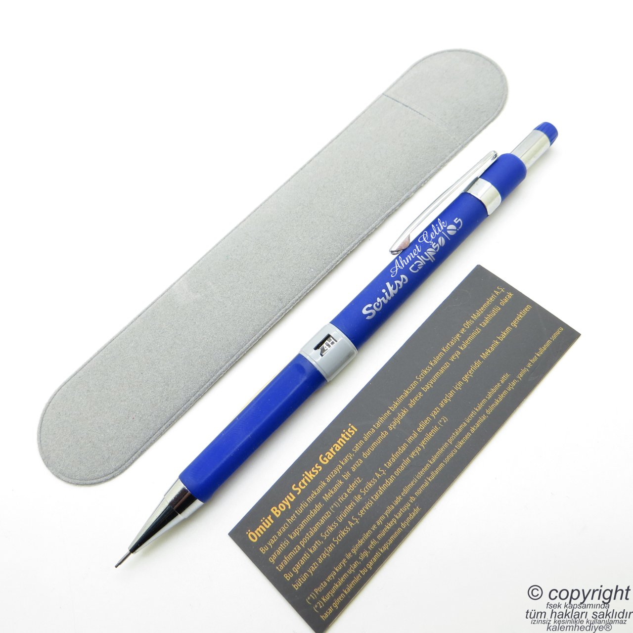 Scrikss İsme Özel Calypso Versatil Kalem 0.5 Mavi + Kadife Kılıf | İsme Özel Kalem