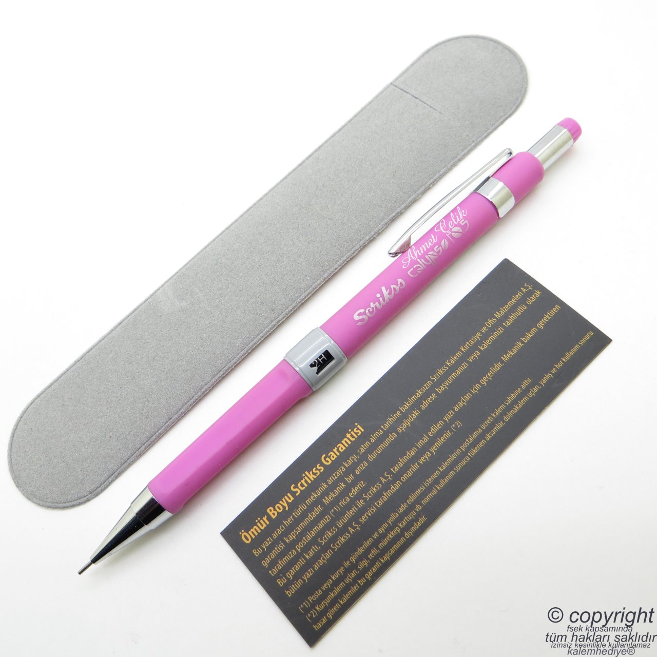 Scrikss İsme Özel Calypso Versatil Kalem 0.5 Pembe + Kadife Kılıf | İsme Özel Kalem
