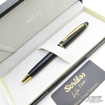 Scrikss 35 Mat Siyah Altın Tükenmez Kalem | Scrikss Kalem | İsme Özel Kalem | Hediyelik Kalem