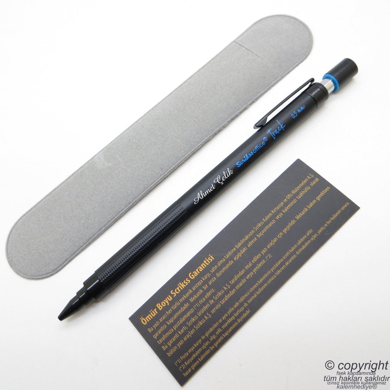 Scrikss İsme Özel Track Versatil Kalem 0.5 Mavi + Kadife Kılıf | İsme Özel Kalem