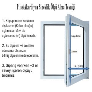 Plise Pencere Sineklik Beyaz -Yükseklik 110 cm- (Pileli/Akordiyon) En 50 cm