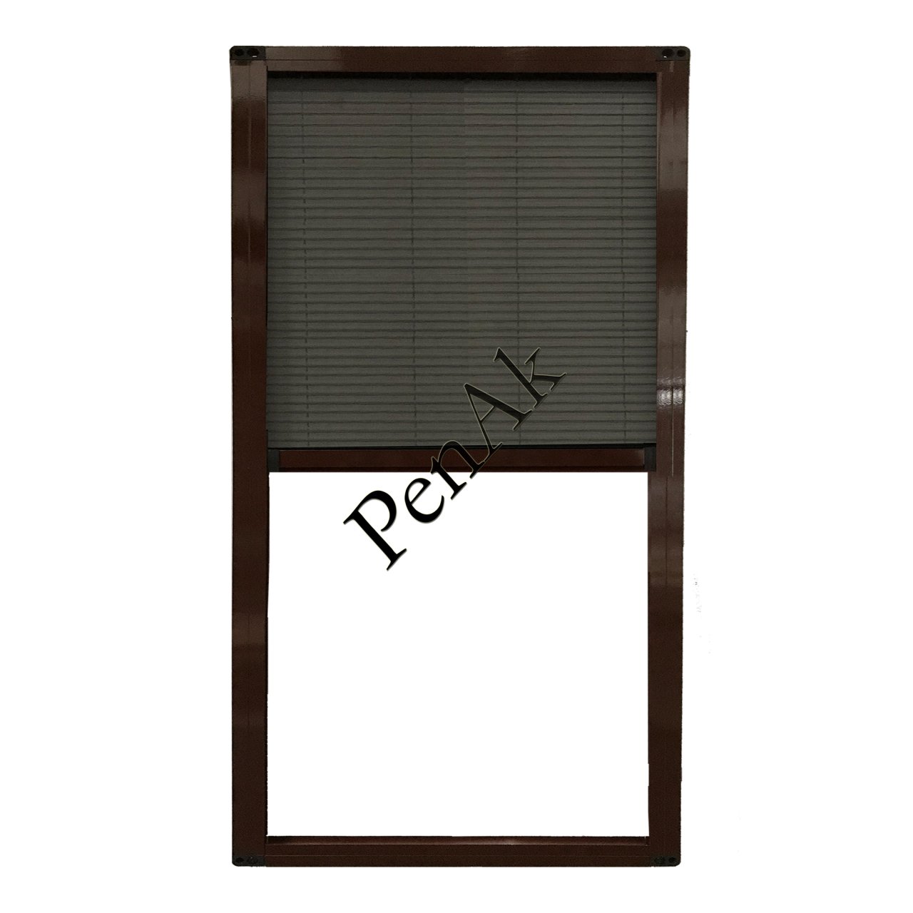 Plise Pencere Sineklik Koyu Meşe -Yükseklik 100 cm- (Pileli/Akordiyon)