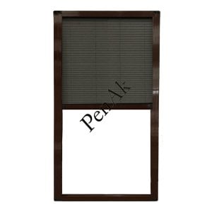 Plise Pencere Sineklik Koyu Meşe -Yükseklik 120 cm- (Pileli/Akordiyon)
