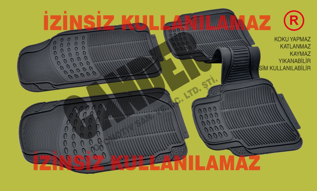 Gri 4 Mevsim Kalın Kauçuk Paspas seti