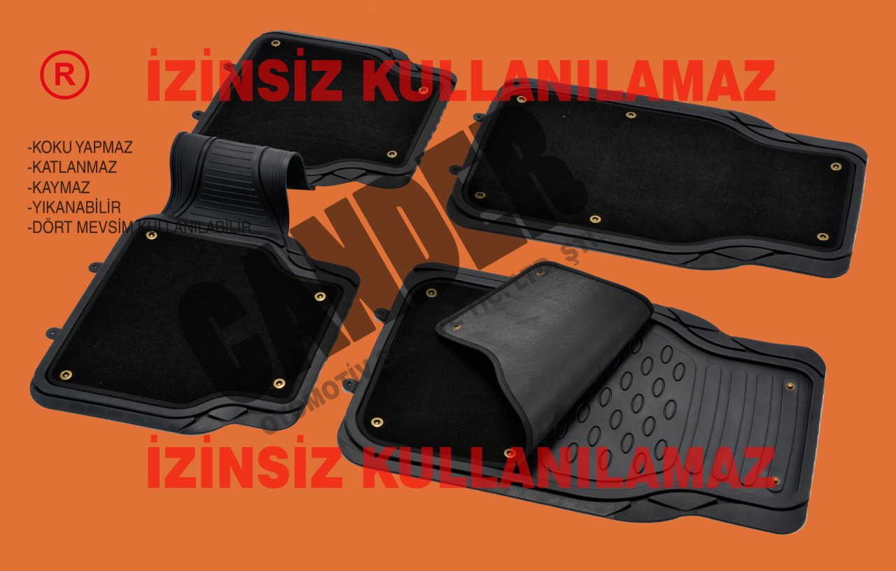4 Mevsim Tak Çıkar Halı Kauçuk Paspas seti her araca uyumlu