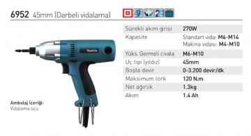 Makita 6952 Darbeli Vidalama Makinası