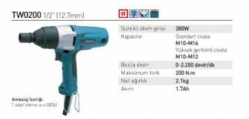 Makita TW0200 Darbeli Somun Sıkma