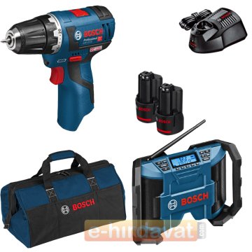 Bosch GSR 12V-20 EC Delme Vidalama + GPB 12V-10 Şantiye Radyosu