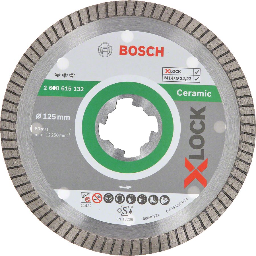 Bosch Aksesuarlar Bosch - X-LOCK - Best Serisi Seramik İçin, Extra Temiz Kesim Turbo Segman  Elmas Kesme Diski 125 mm