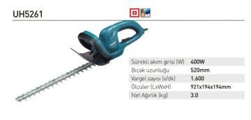 Makita UH5261 Elektrikli Çit Budama