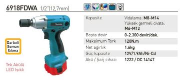 Makita 6918FDWA Akülü Darbeli Somun Sıkma